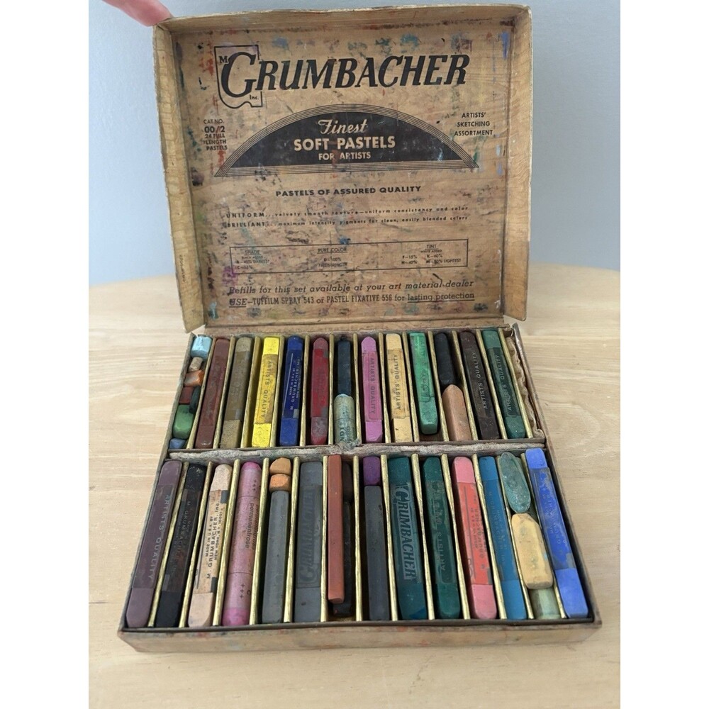 Vintage Grumbacher Set No 2 Soft Pastels Original Box Set of 24 Pastels